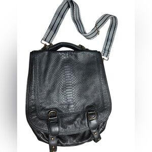 CC Skye The Onie Black Leather bag with Textured Flap & Custom Strap Fix